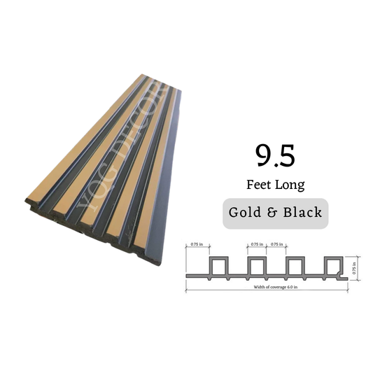 WPC FLUTED PANELS, GOLDEN COLOR, 9.5 FEET LONG.